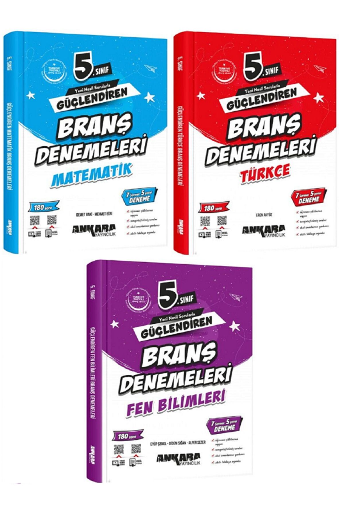 Evrensel İletişim Yayınları 5.Sınıf Ankara Güçlendiren Matematik+ Türkçe + Fen Bilimleri Branş Denemeleri / YENİİ - 3 KİTAP