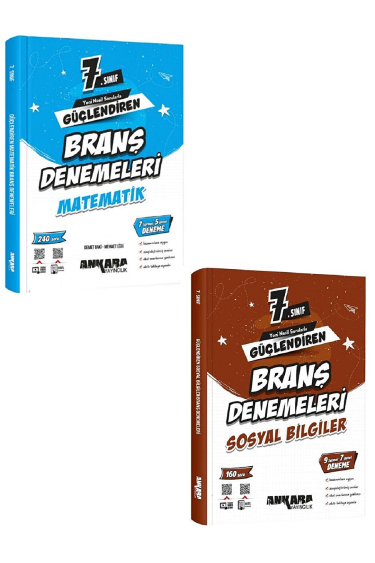 Evrensel İletişim Yayınları 7.Sınıf Ankara Güçlendiren MATEMATİK + SOSYAL BİLGİLER Branş Denemeleri / 400 Soru - 2 KİTAP