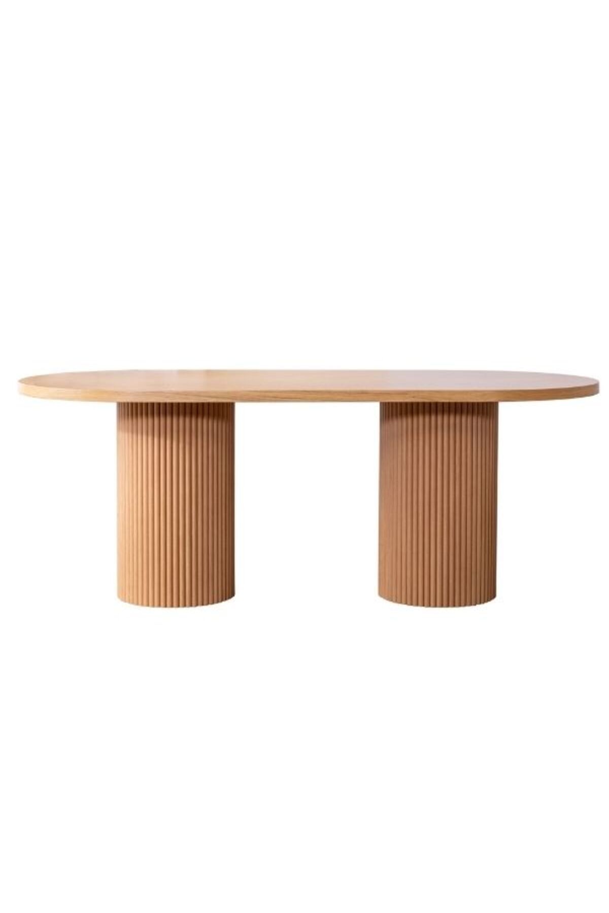 Gazzini Furniture Soleil İskandinav Oval Natural Ahşap Bohem Masa 80x170