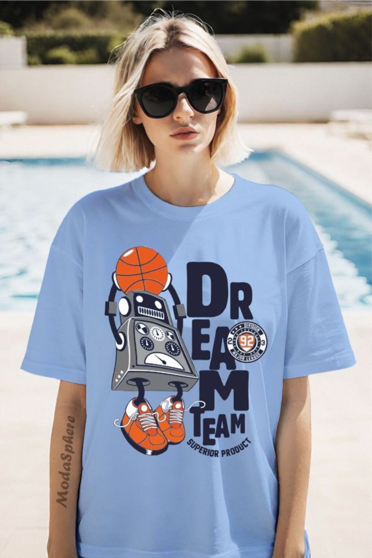 ModaSphere Dream Time Baskılı Kısa Kollu Oversize Tişört