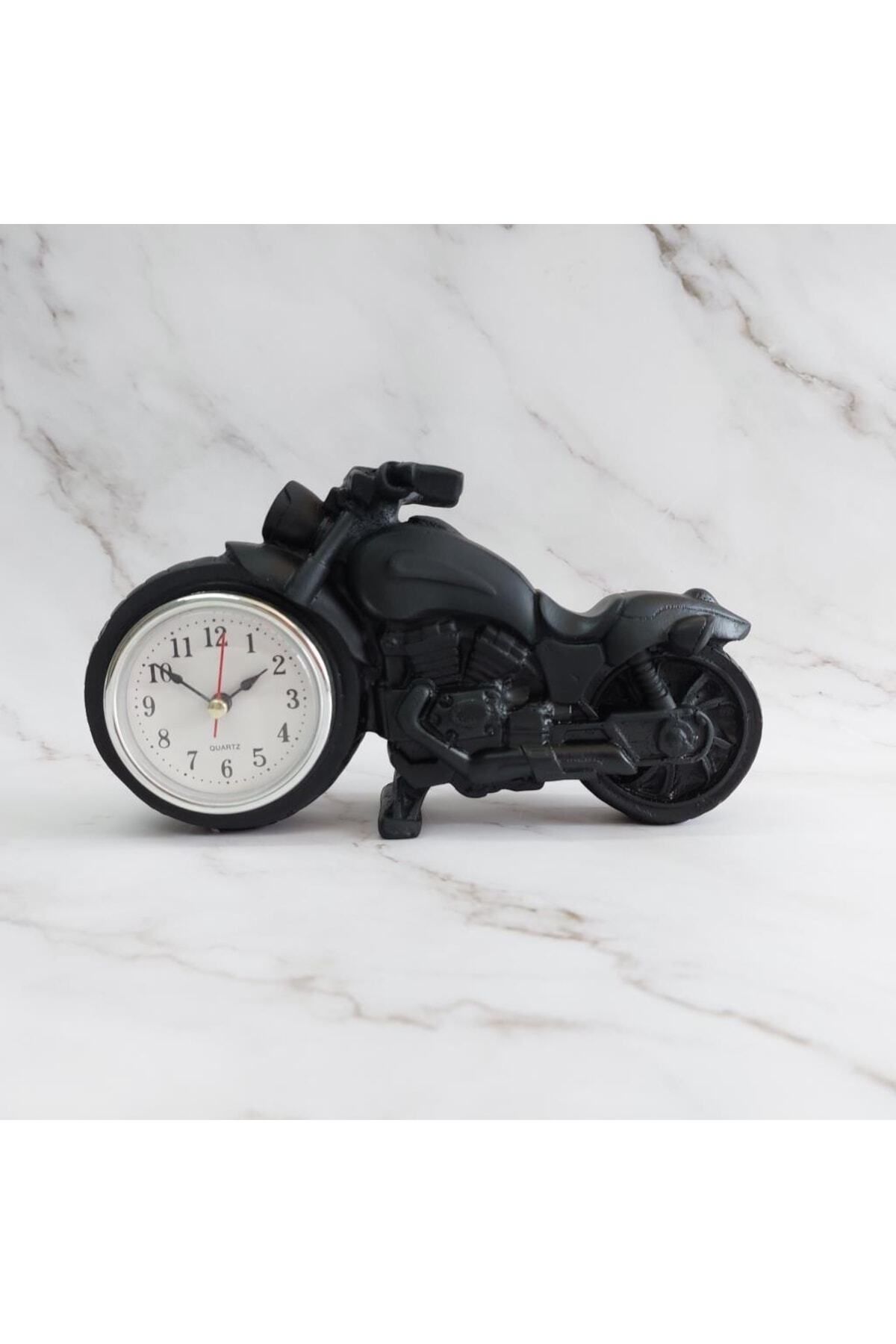 DEKORANLA Şık motosiklet tasarımlı döküm masa saati, ofis ve ev dekoru için ideal