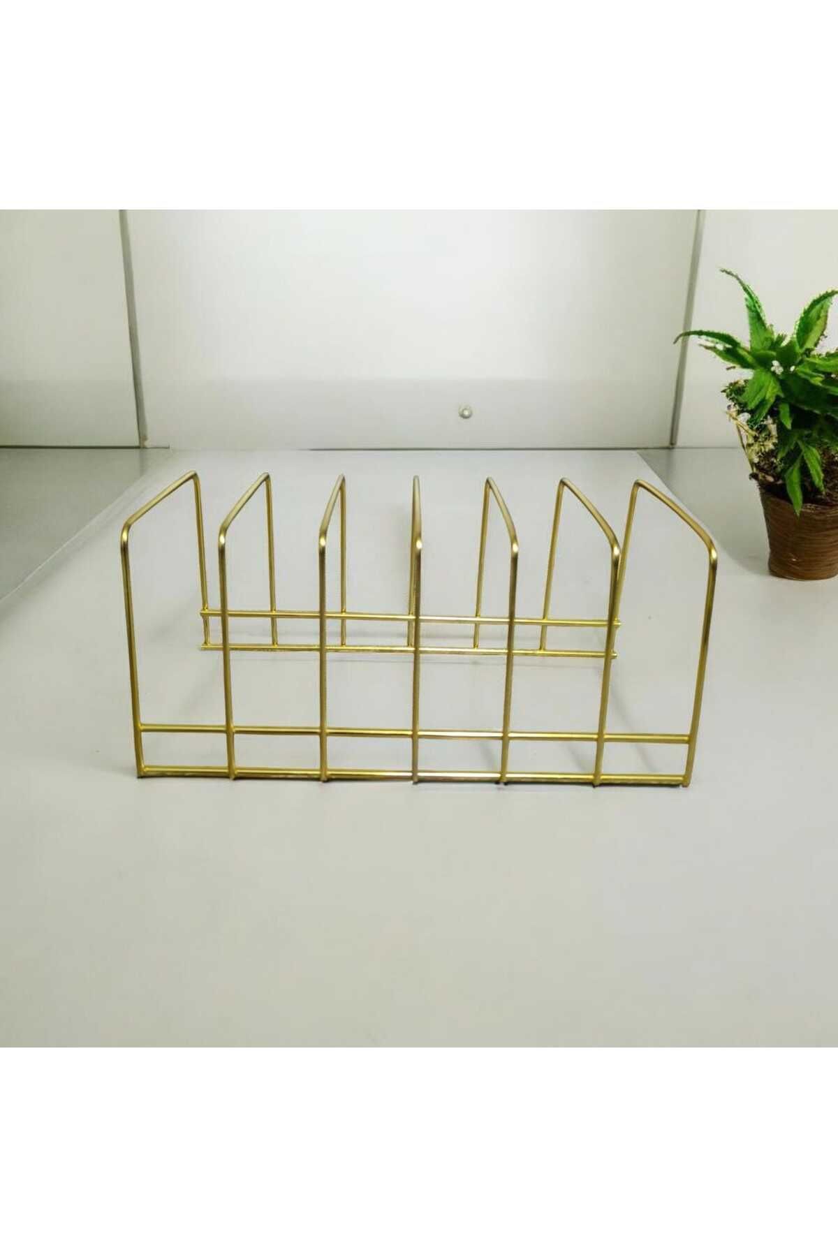 cephome güvenilir alışverişin adresi Metal Gold kaplama 6 Bölmeli Ferforje - Kare Tabaklık