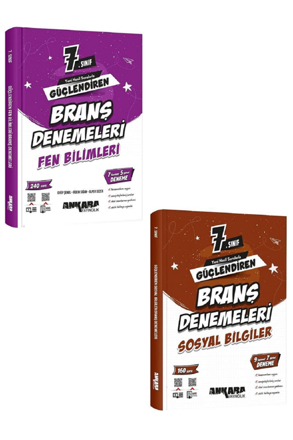 Evrensel İletişim Yayınları 7.Sınıf Ankara Güçlendiren FEN BİLİMLERİ + SOSYAL BİLGİLER Branş Denemeleri / 400 Soru - 2 KİTAP