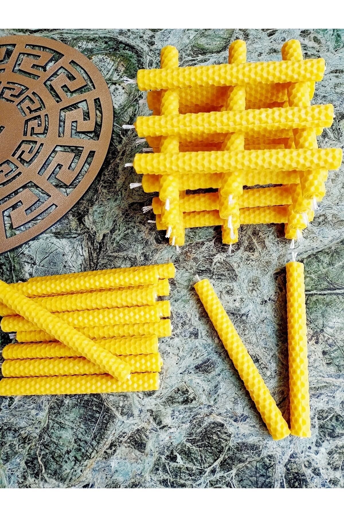 DEKORANLA 16 Adet 14 cm Doğal Petek Balmumu Dilek Mumları Beyaz Paket