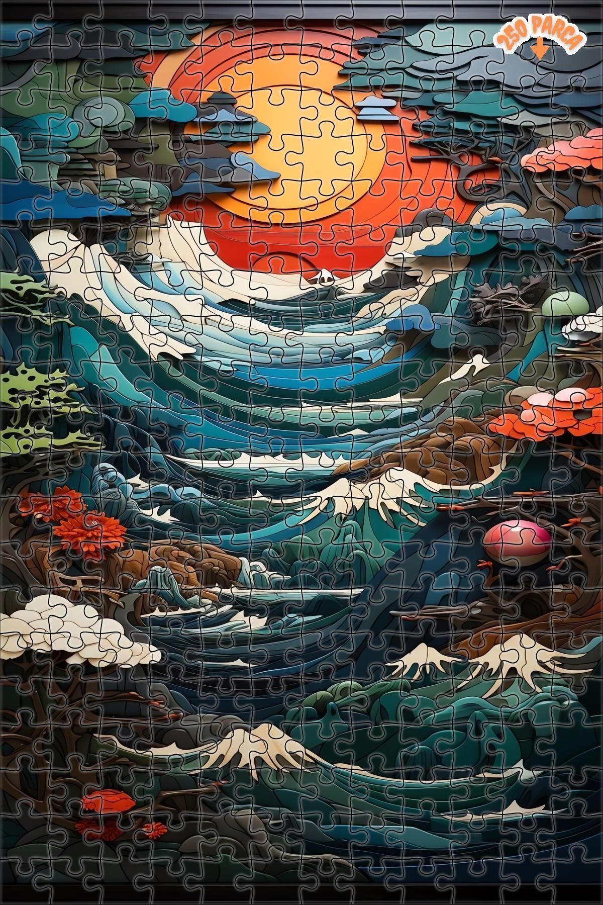 Elioure TR Gizemli Okyanus Dansı Dekoratif Çift Katlı Çerçeveli Asılabilir Ahşap Puzzle 250 PARÇA 30X30 TİC
