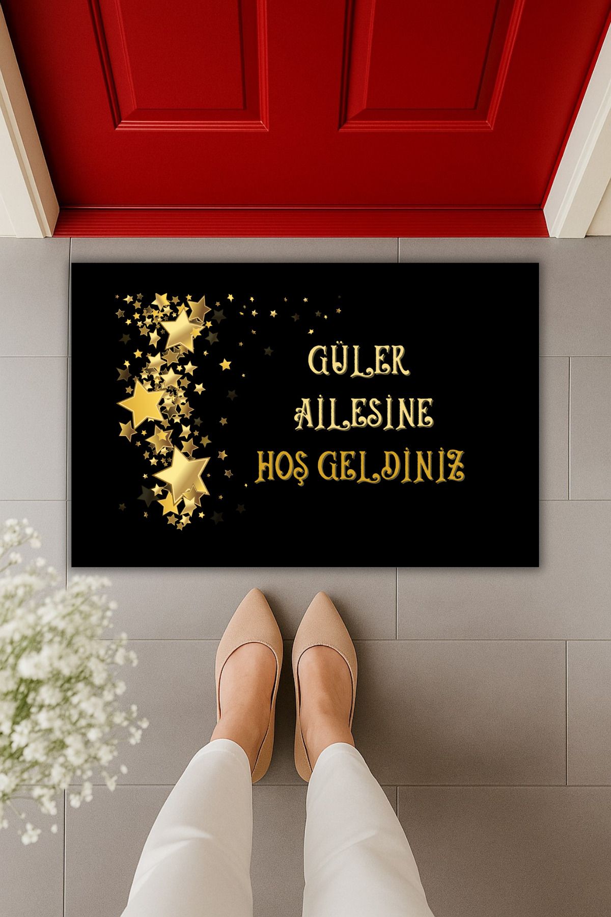 Dormot Home Yüksek Kaliteli Dijital Baskı Ailenize Özel Parlayan Bir Karşılama Yapan Kapı Önü Paspası