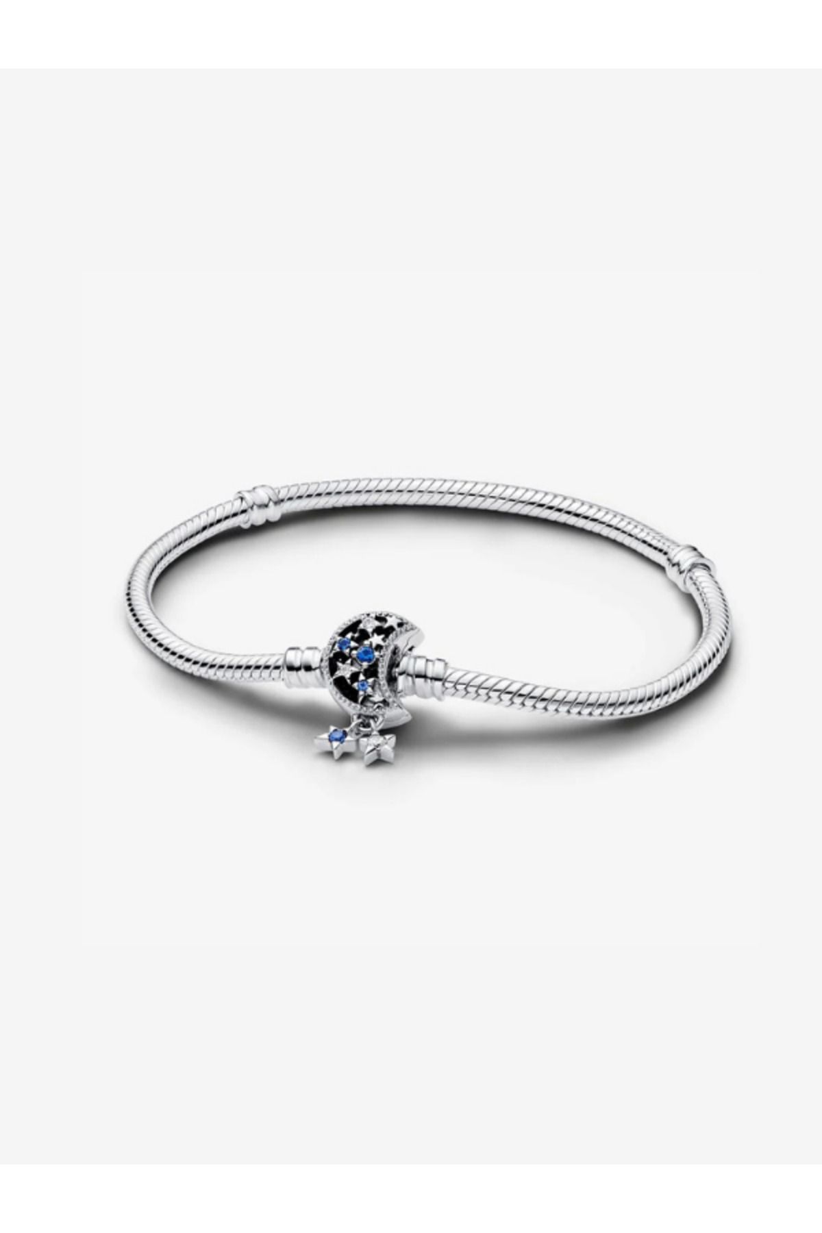 maisonleor Işıltılı Ay Klipsli Gümüş Bileklik Charm Taşıyıcı