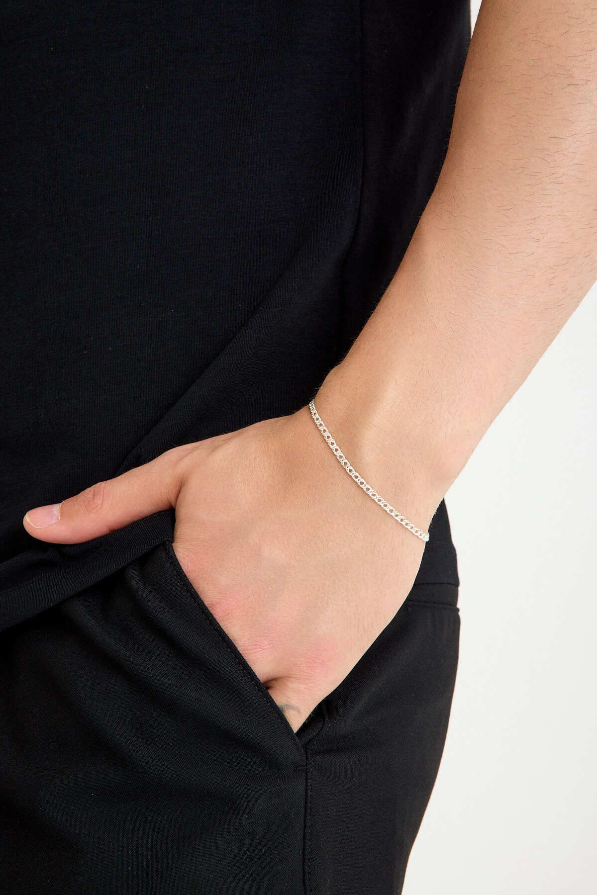 ANDA 925 Ayar Gümüş Unisex Rambo Zincir Bileklik 3 mm