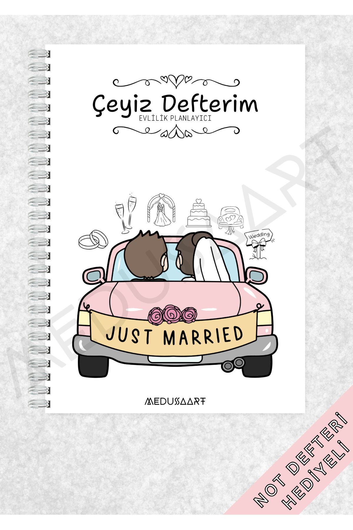 MEDUSAART Çeyiz Defteri, Düğün Planı, Çeyiz Listesi, Çeyiz, Söz, Nişan, Kına, Düğün, Balayı, Spiralli 40 syf