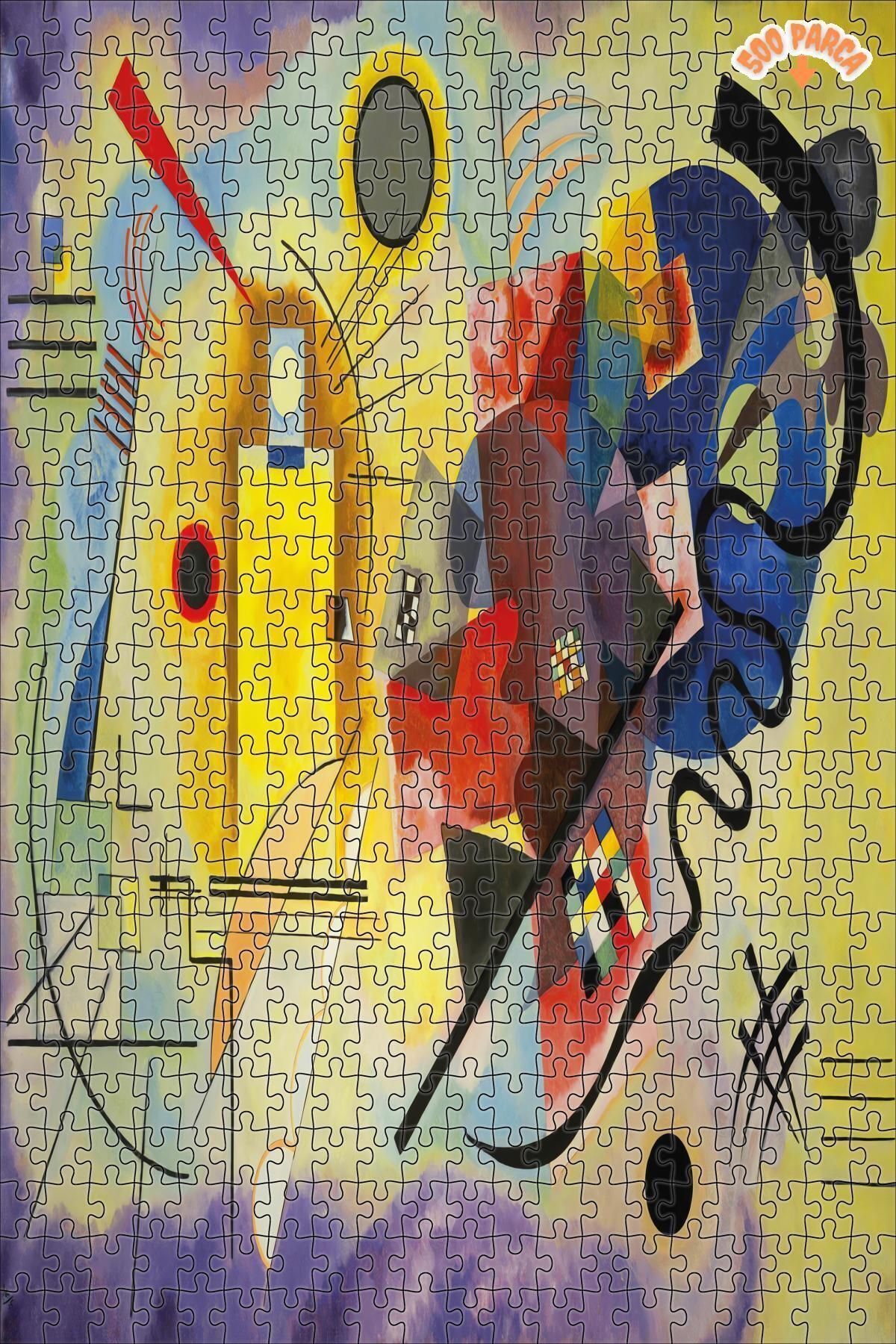 Elioure TR Mavi Sarı Ve Kırmızı Dekoratif Çift Katlı Çerçeveli Asılabilir Ahşap Puzzle 500 PARÇA 30X50 ARZU