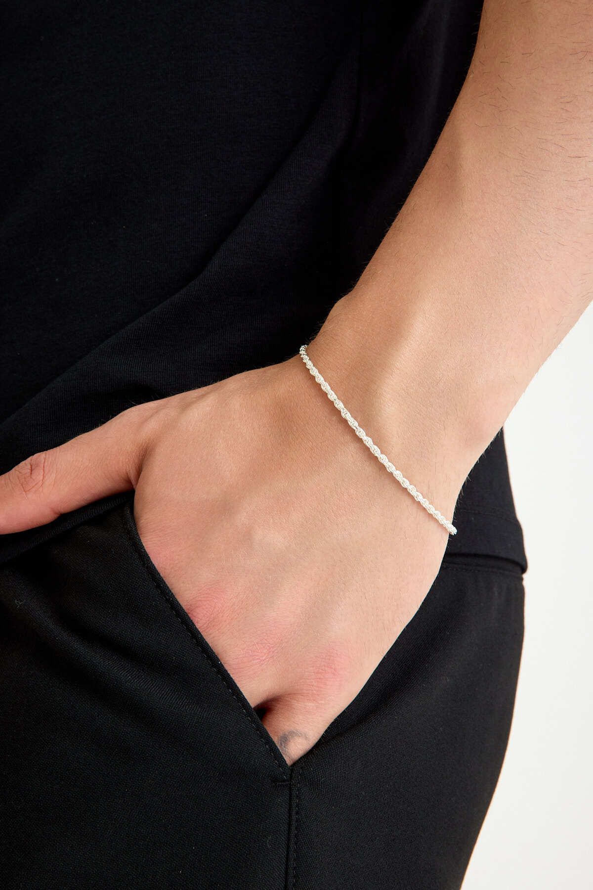 ANDA 925 Ayar Gümüş Unisex Burgu Halat Bileklik 2mm