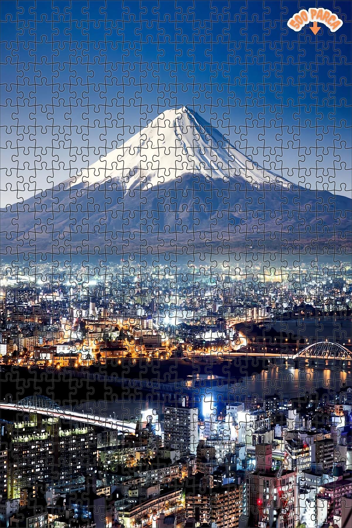 Elioure ARZU GÜL Fuji Dağı Dekoratif Çift Katlı Çerçeveli Asılabilir Ahşap Puzzle 500 PARÇA 30X50 TR TİCARİ