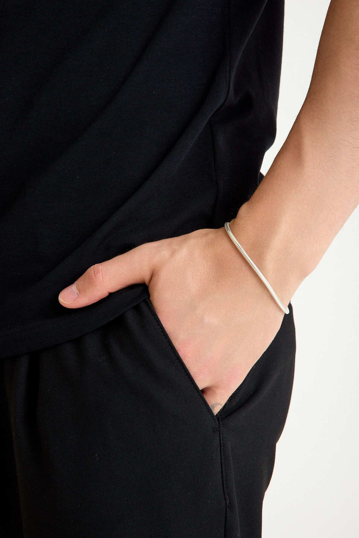 ANDA 925 Ayar Gümüş Unisex Yuvarlak Yılan Bileklik 3 mm