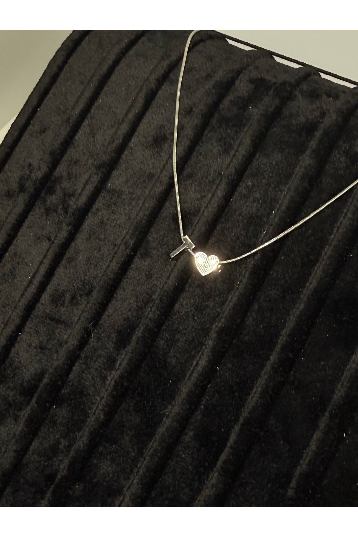Gulsah's Store Çelik silver minimal kalpli harfli kolye