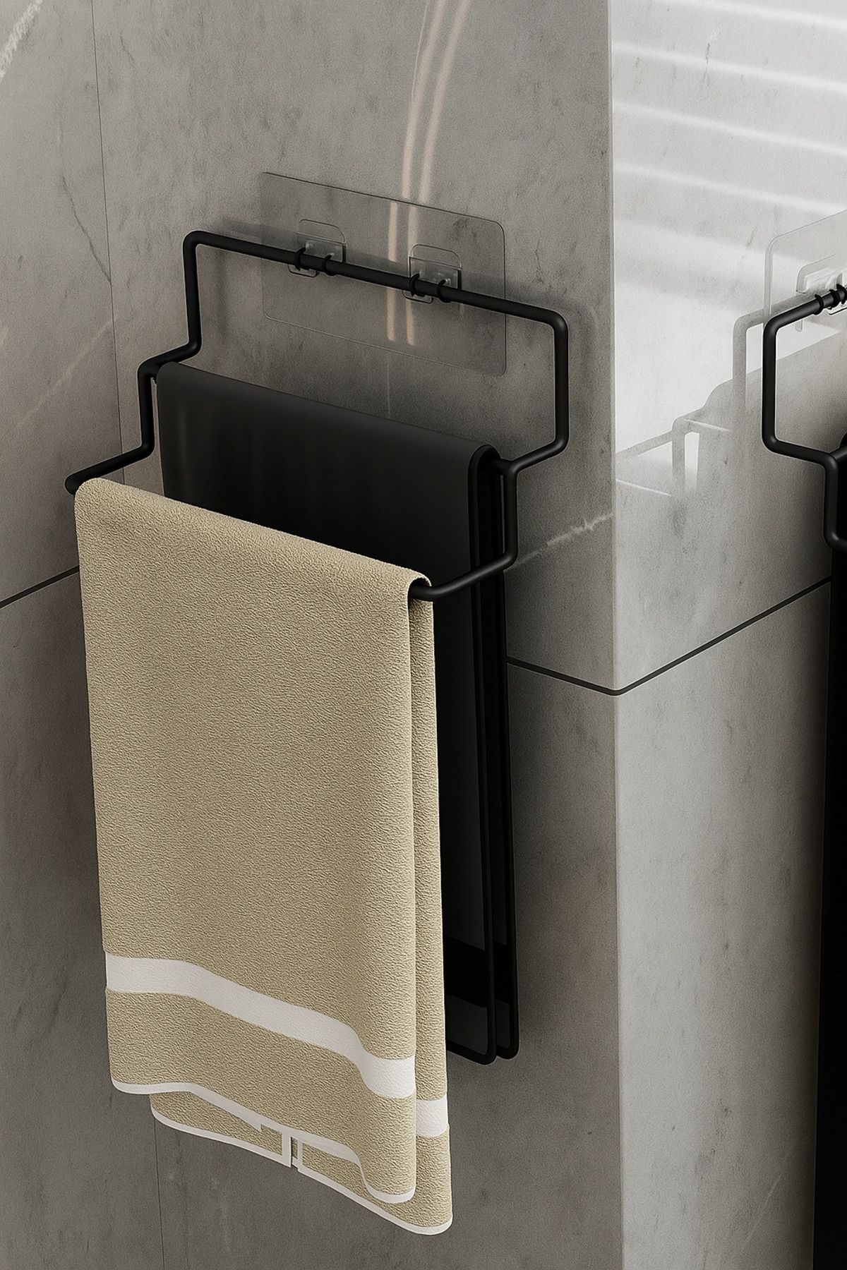 ELAMOUR Yapışkanlı Havluluk Havlu Askısı Metal Havlu tutacağı Banyo Mutfak Havluluğu Lüks Tasarım