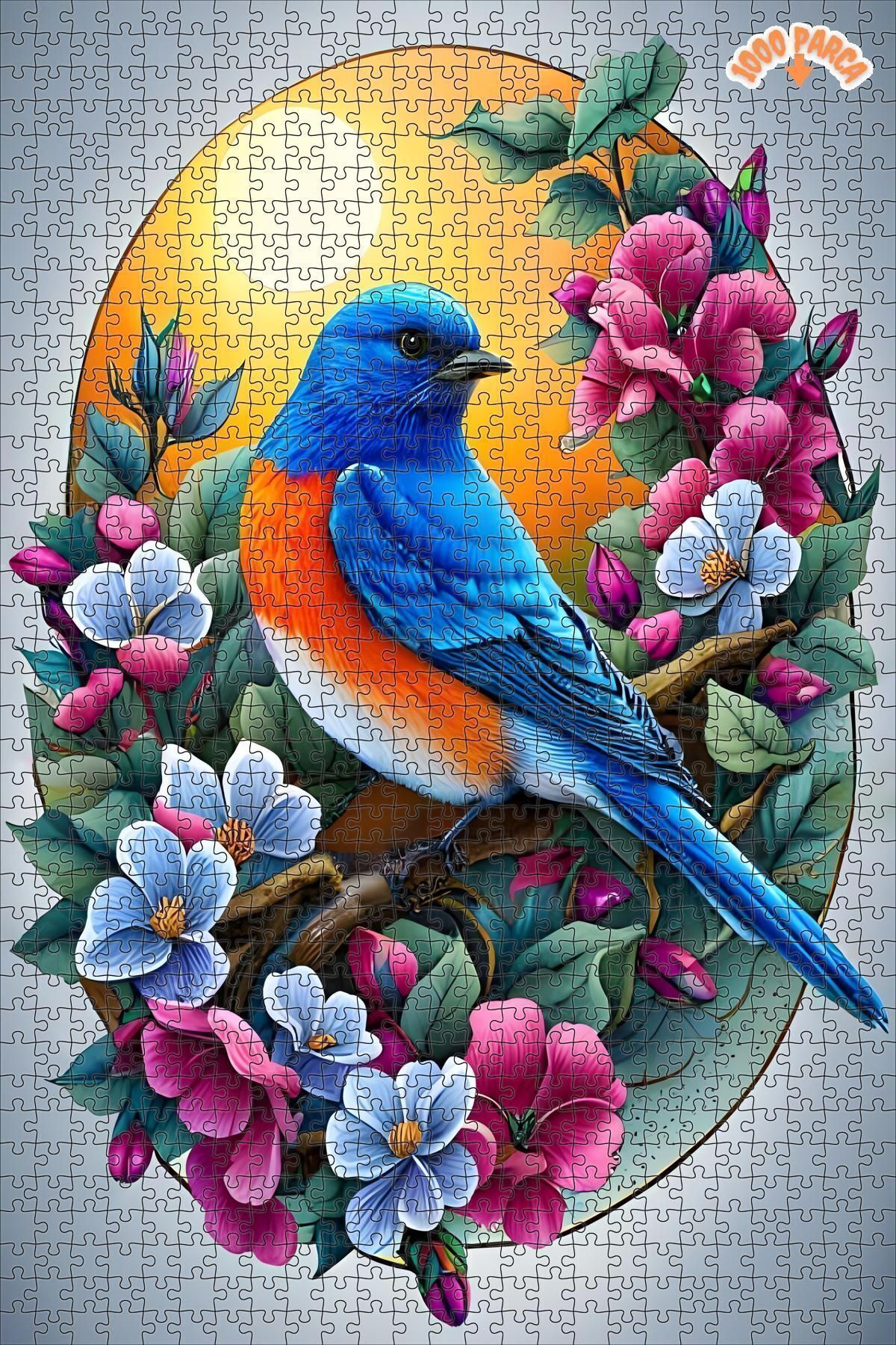 Elioure TR Baharın Renkli Kuşu Dekoratif Çift Katlı Çerçeveli Asılabilir Ahşap Puzzle 1000 PARÇA 70X50 ARZU