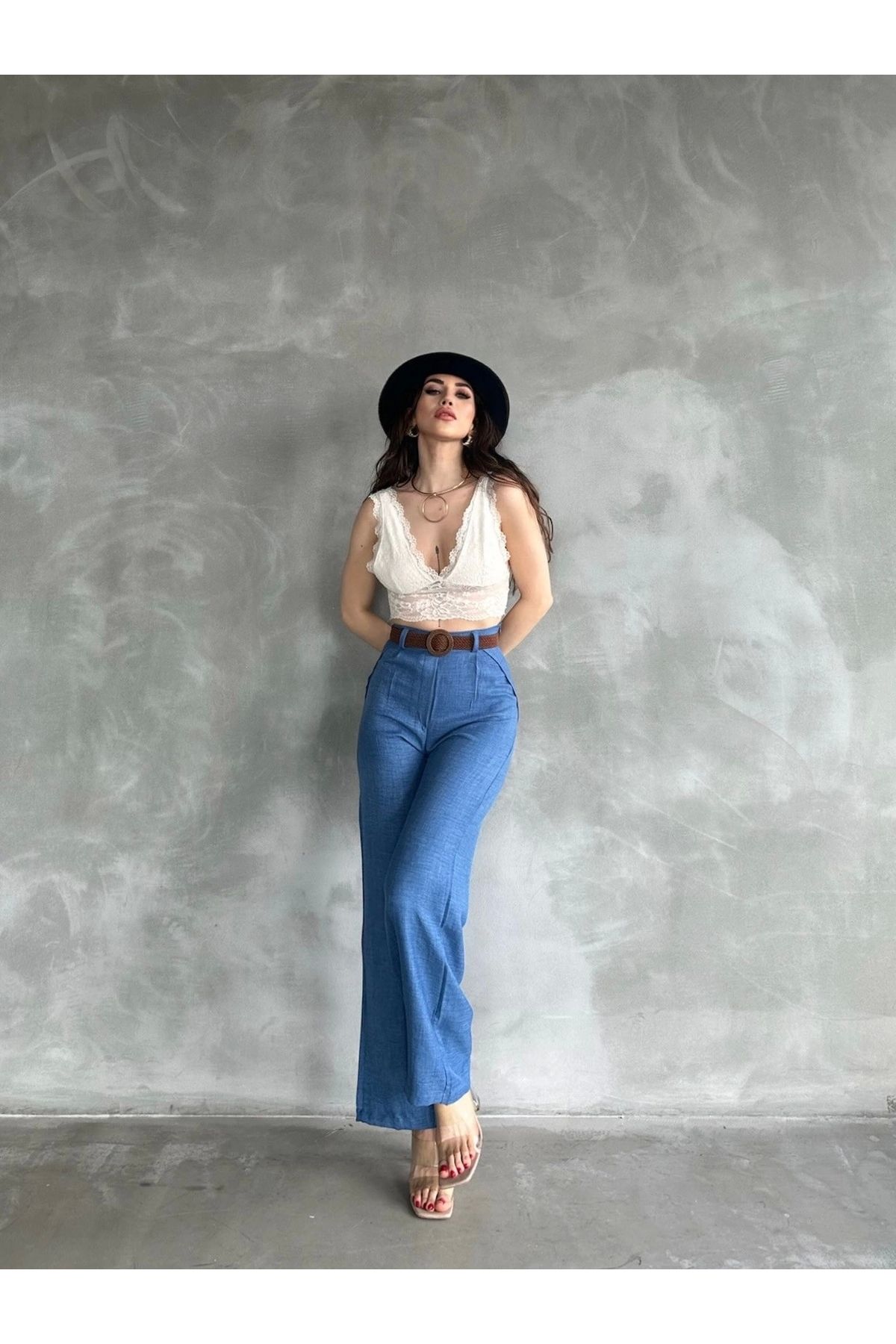 KEREM YAPI MARKET Beli Kemerli Keten Pantolon