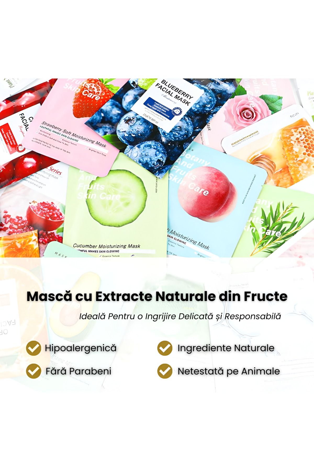 OEM Set 8 Măști Faciale, Hidratante, Vitamina C Și E, Fără Parabeni, Ingrediente, Nucă De Cocos/a - One Size