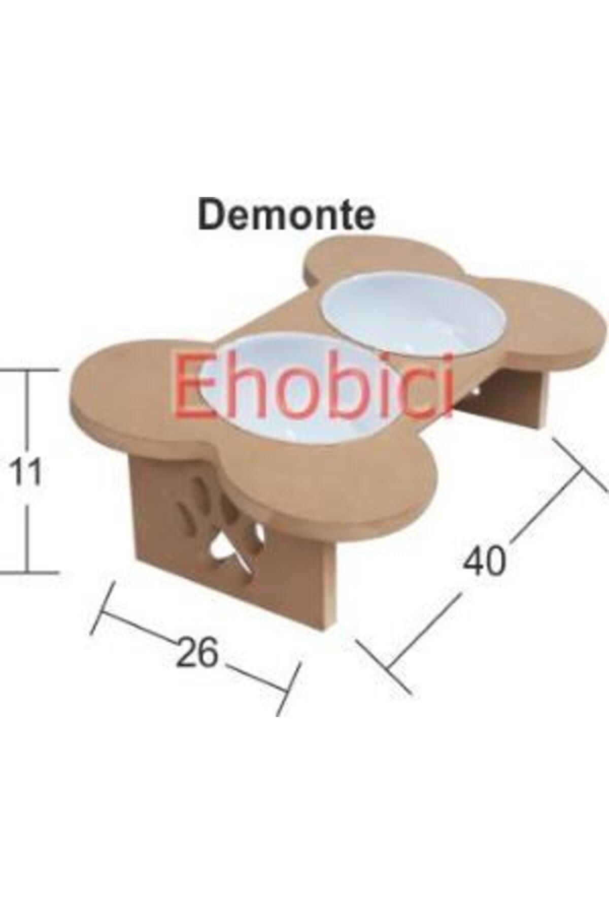 ehobici Ahşap Köpek Mama Kabı 2 li Mdf KM-02 - Demonte