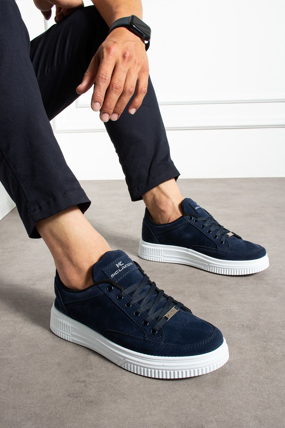 MCLACOS Erkek Sneaker Günlük Spor Ayakkabı Yüksek Taban Lacivert - Rahat Tasarım Q5