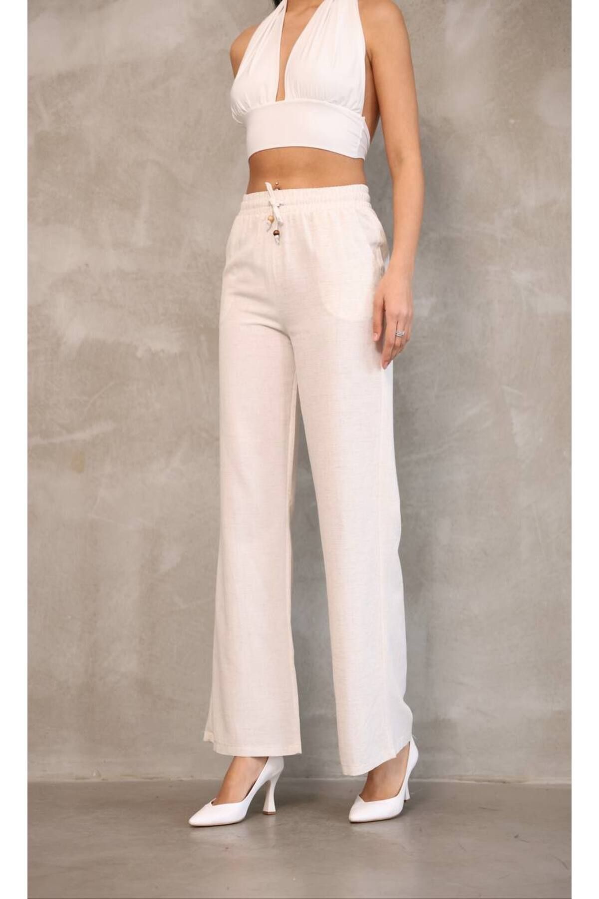 NOLYA MODA Doğal Keten Pantolon