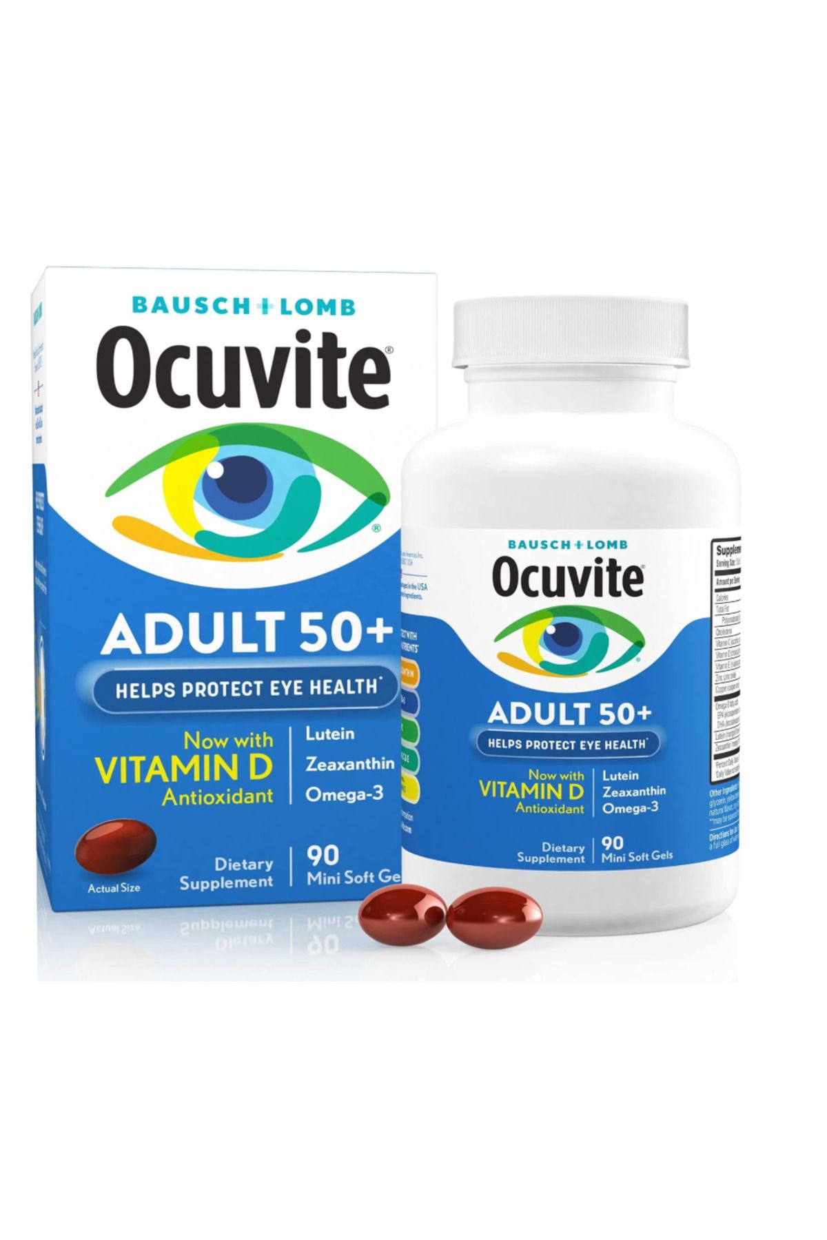 Bausch & Lomb , Ocuvite 50+ Eye &, & Ocular Health with Omega-3, Zinc, C & E, Lutein & Zeaxanthin, 90 Softgels