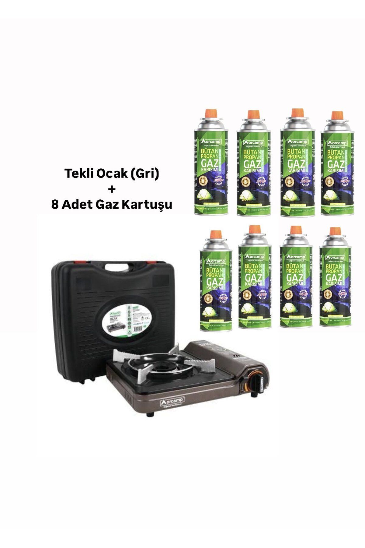 Orcamp Portatif Kamp Ocağı - Gaz Stop Emniyetli - 8 Adet 227 Kartuş 4,1