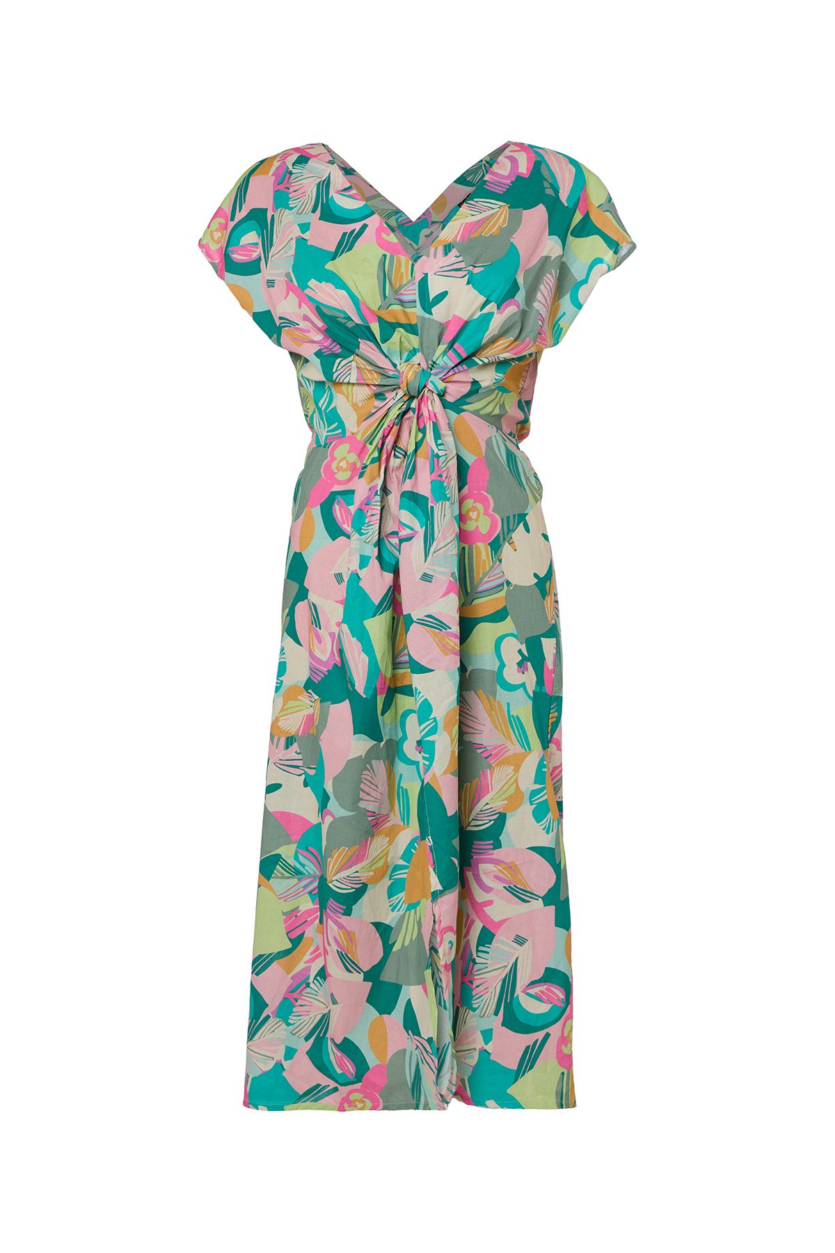 Eight Fashion Kadın Uzun Çok Renkli Desenli Pareo Kaftan Kimono Elbise