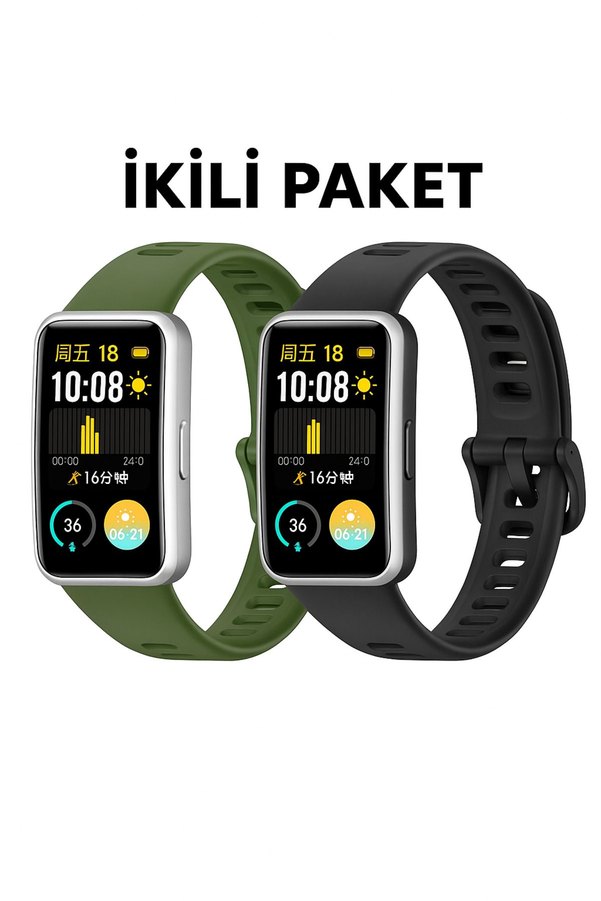 Novatis Huawei Band 8 / Band 9 / Band 10 Uyumlu 2'li Paket Silikon Kordon Metal Pim ve Tokalı Soft Kayış