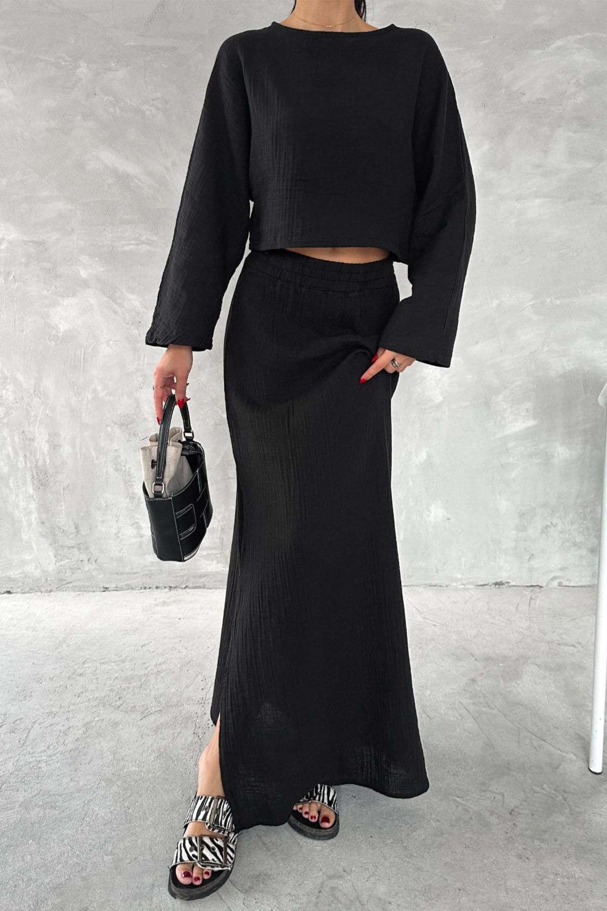 İstangül Butik Soft Moss Yazlık Serin Müslin Takım Rahat Kesim ve Tril Doku