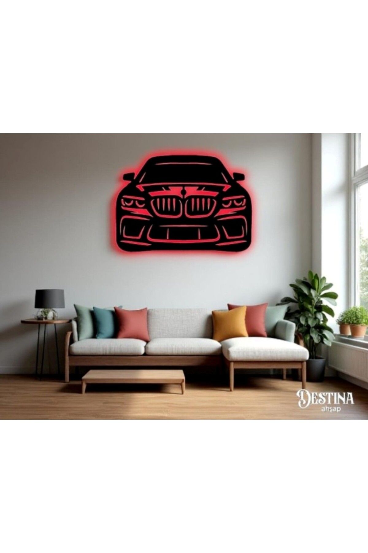 Destina Ahşap Araba Temalı Led Tablo Talep Halinde İsim Yazılabilir 60cm*50cm