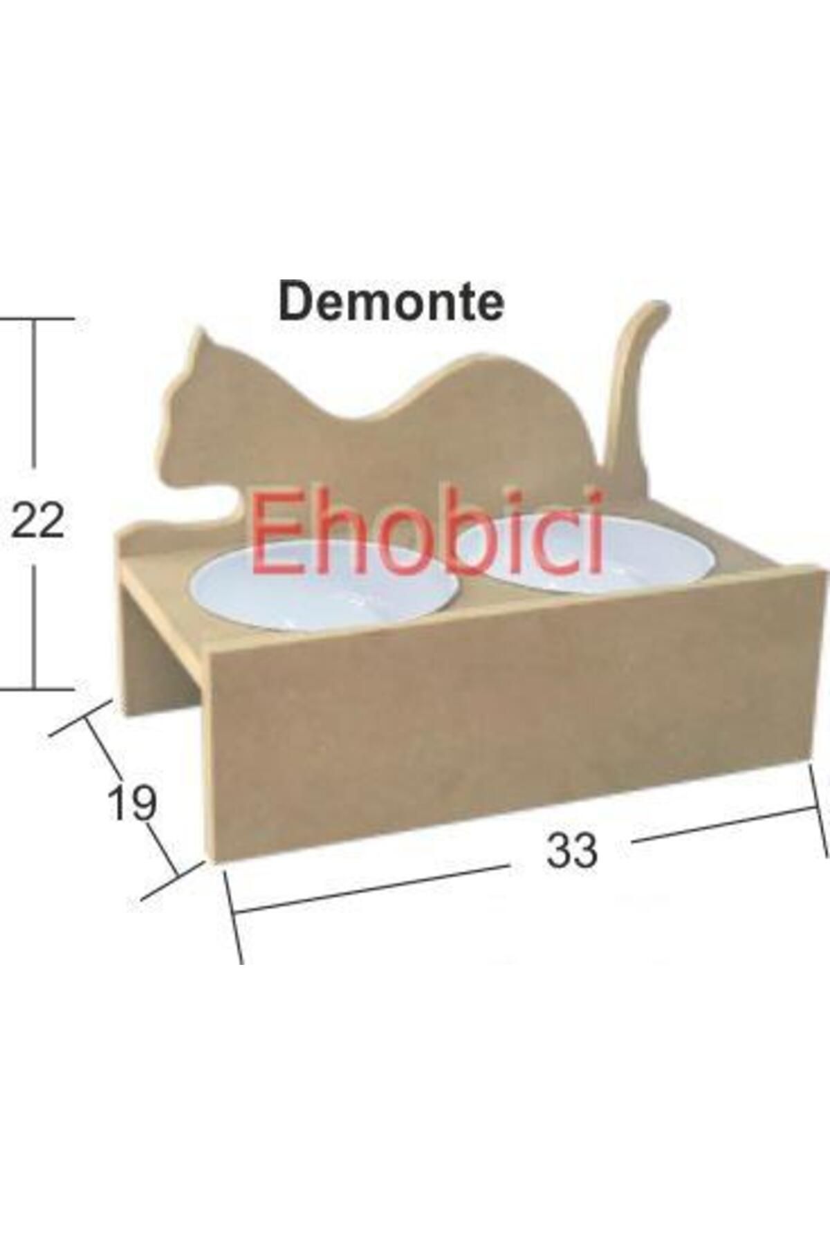 ehobici Ahşap Kedi Mama Kabı KM-04 Demonte