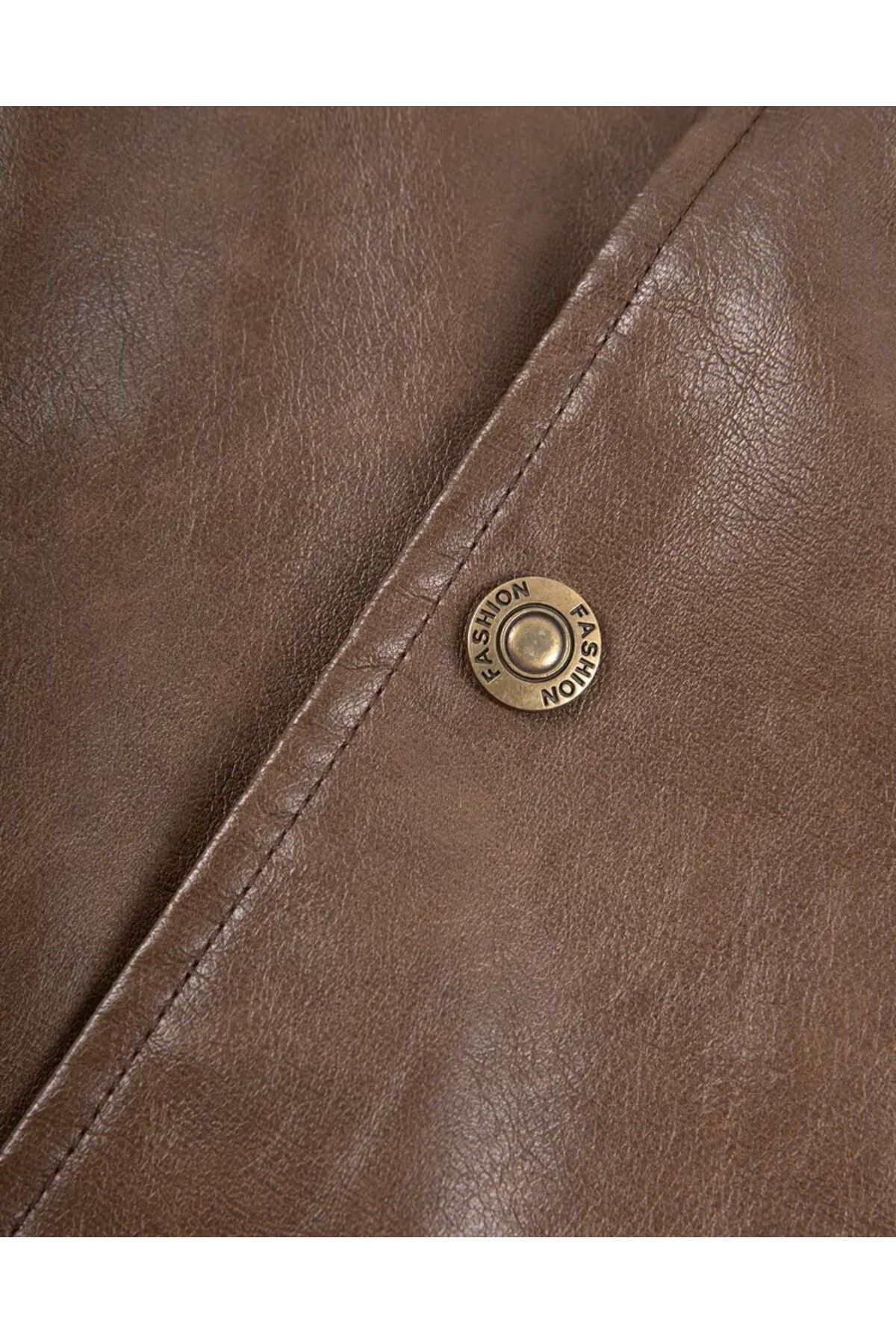 NYC GİYİM TEKSTİL-Zik Genuine Leather Vest with Snap Closure 5