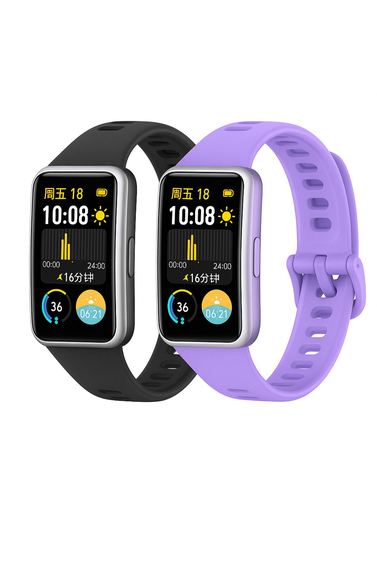 Novatis Huawei Band 8 / Band 9 / Band 10 Uyumlu 2'li Paket Silikon Kordon Metal Pim ve Tokalı Soft Kayış