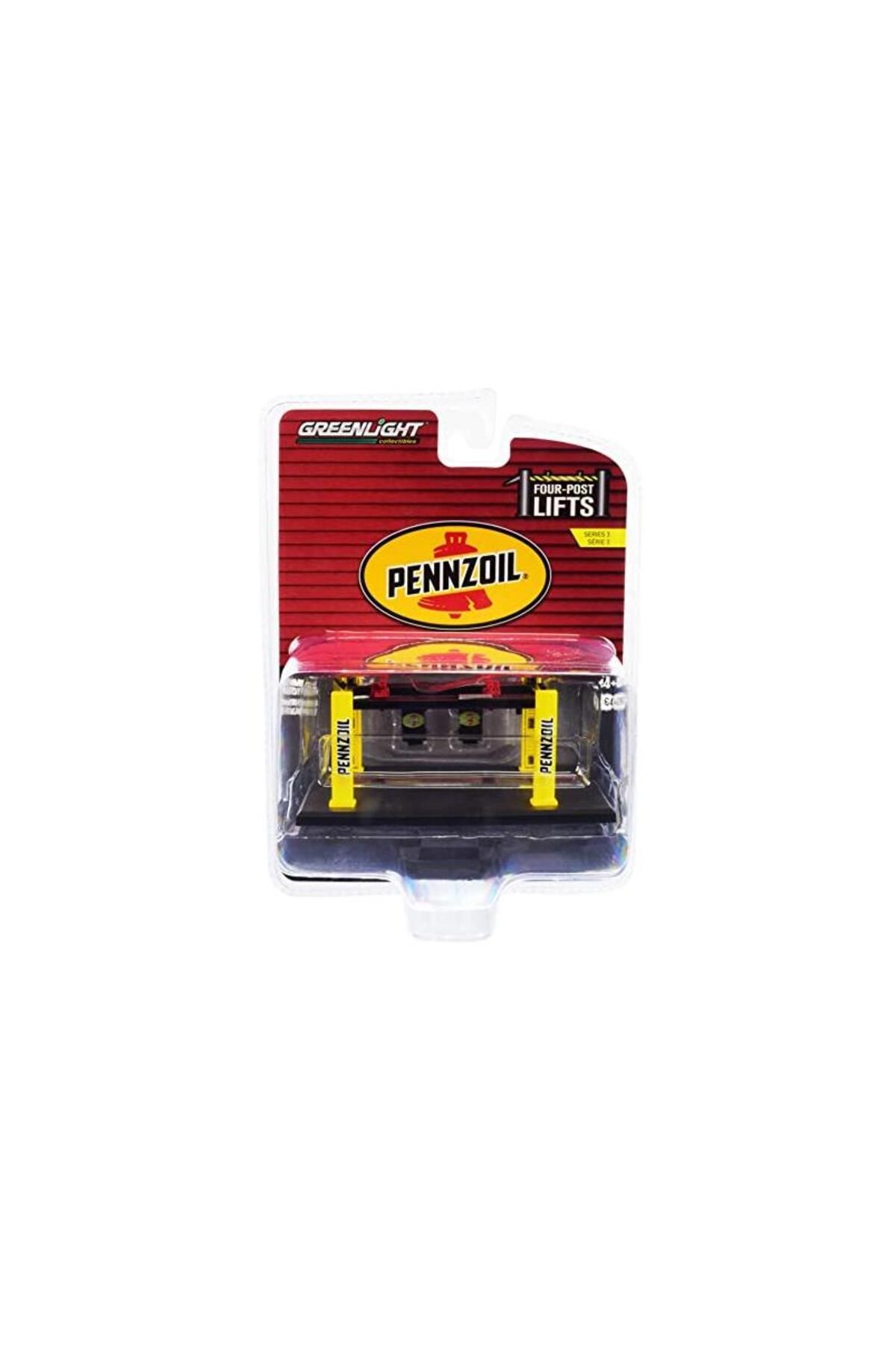 Greenlight Pennzoil Black and Yellow Adjustable Four-Post Lifts 1/64 Model