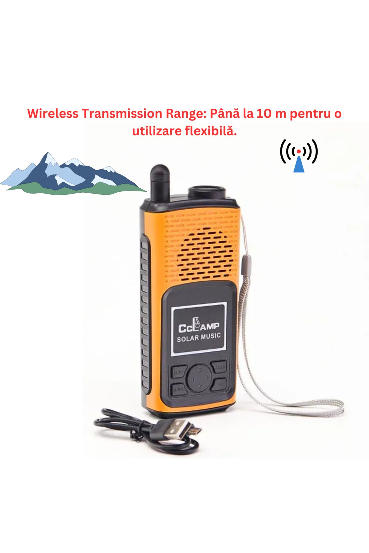 FİAPFO-APF® Multifunctional Set – Yellow Solar Bluetooth Speaker with FM Radio & Metal Keychain, with Flashlight 4