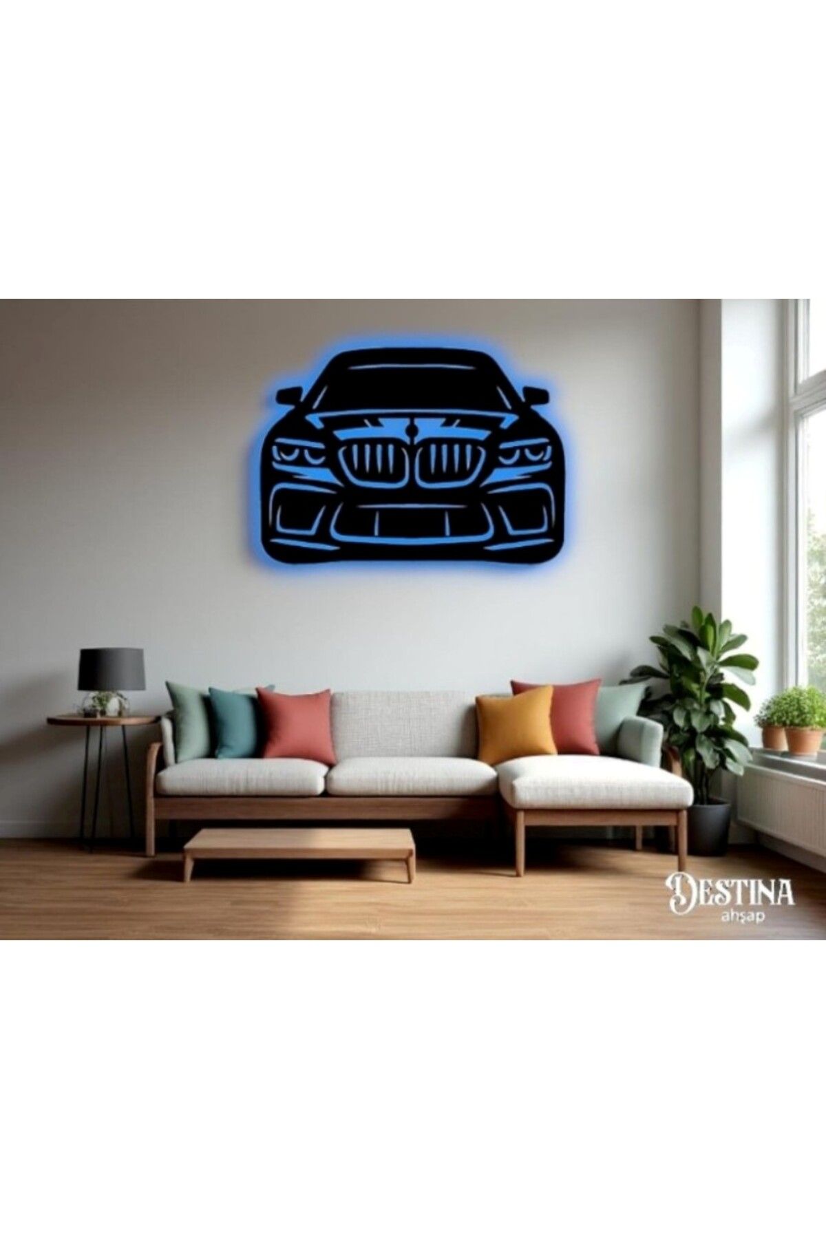 Destina Ahşap Araba Temalı Led Tablo Talep Halinde İsim Yazılabilir 60cm*50cm