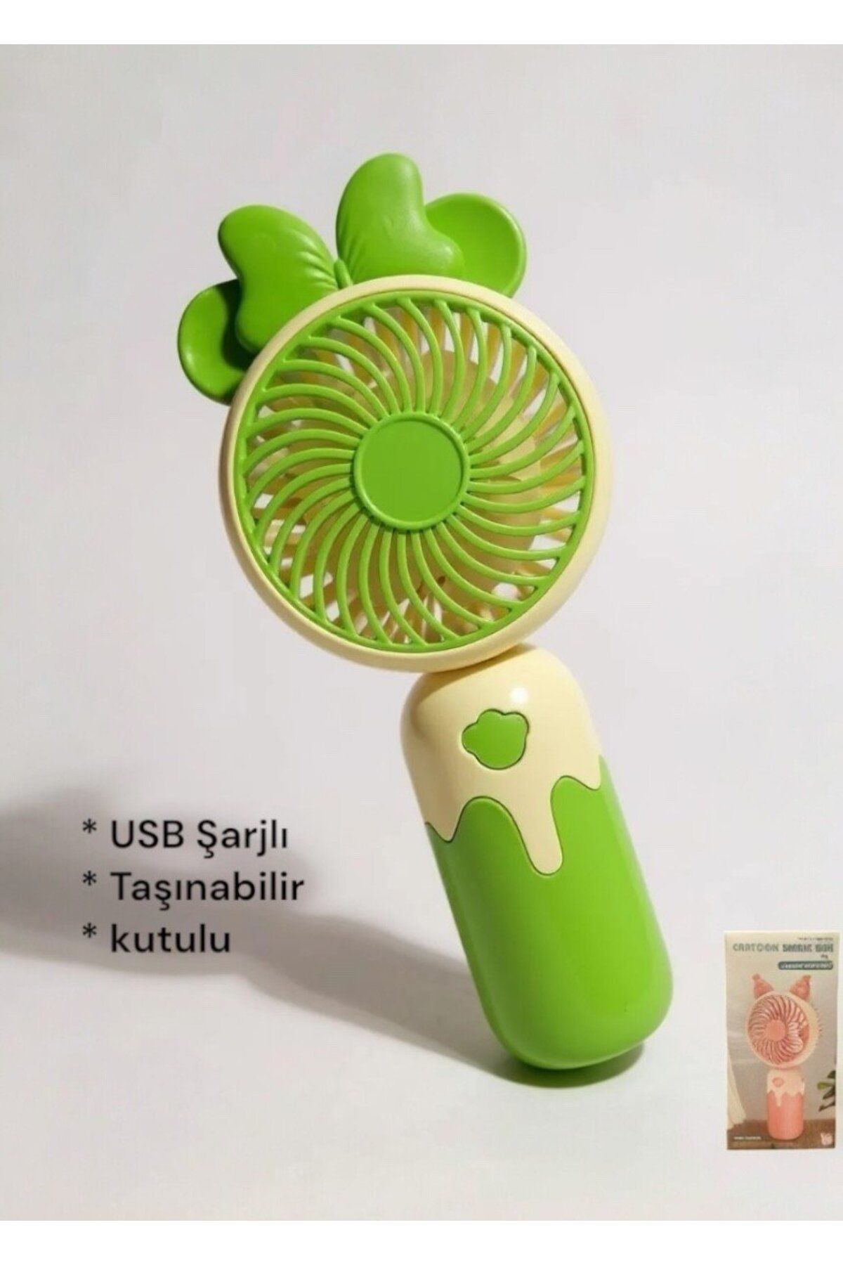 Brokoli Home Cartoon USB Şarjlı El Fanı I Mini Taşınabilir Fan I Yaz Serinleticisi I Vantilatör I Taşınabilir Fa
