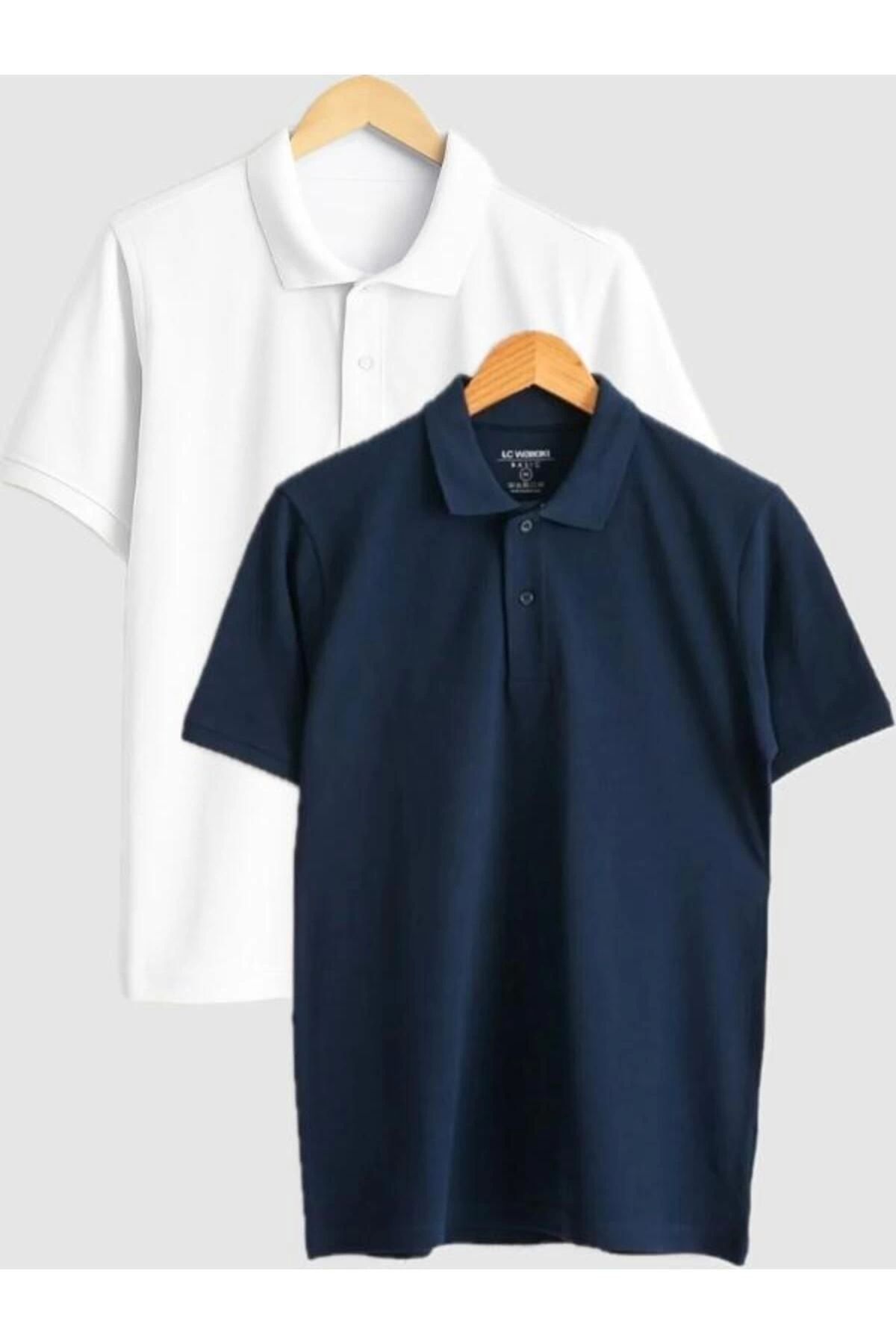 Store 2'li Avantajlı Your Fashion Style'dan Erkek Lacivert Tişört Polo Yaka Kısa Kollu Basic Pike
