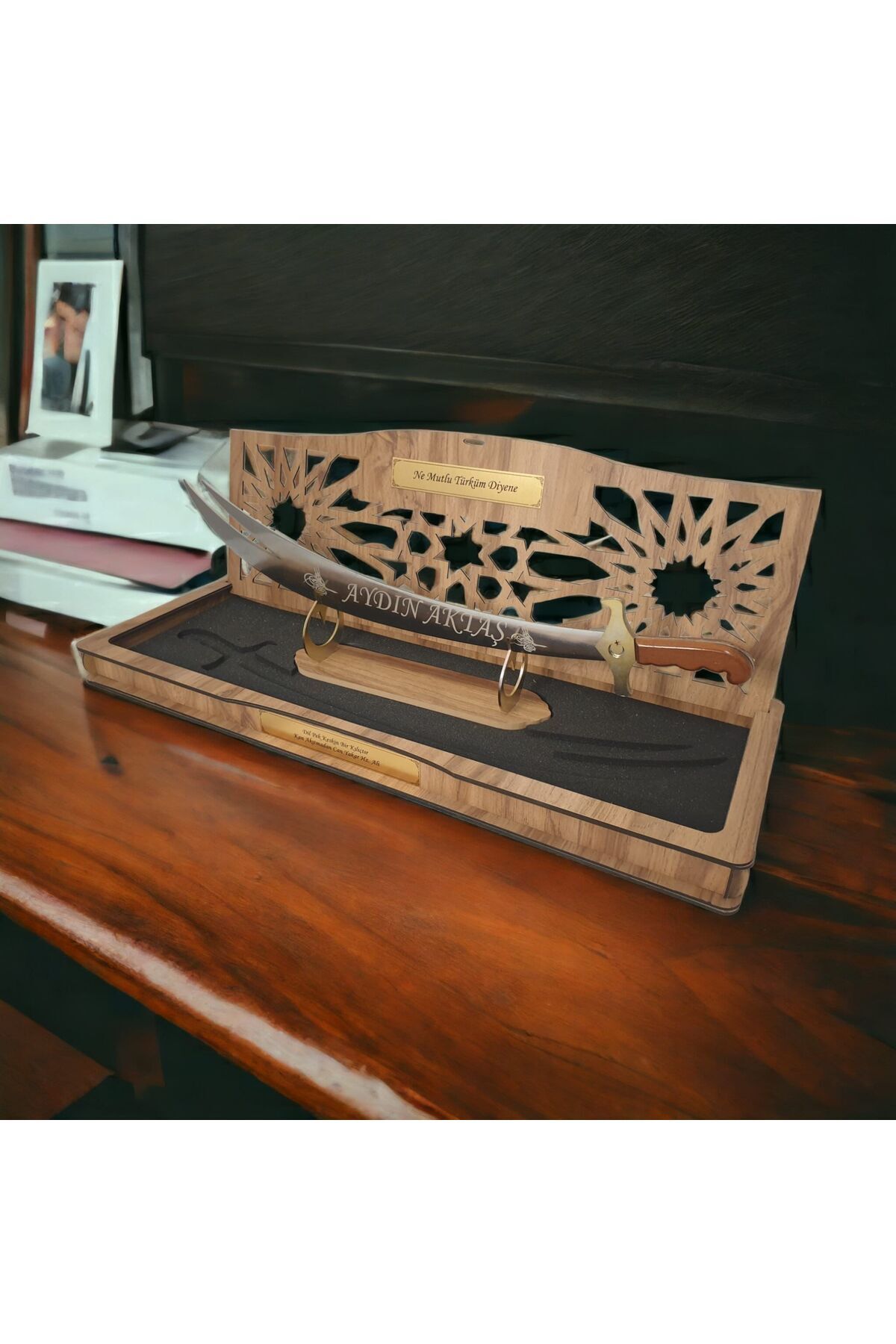 Yiğittech Dekoratif Hediye Zülfikar Kılıç Kutu Ve Stantlı 57 Cm Gümüş Renk