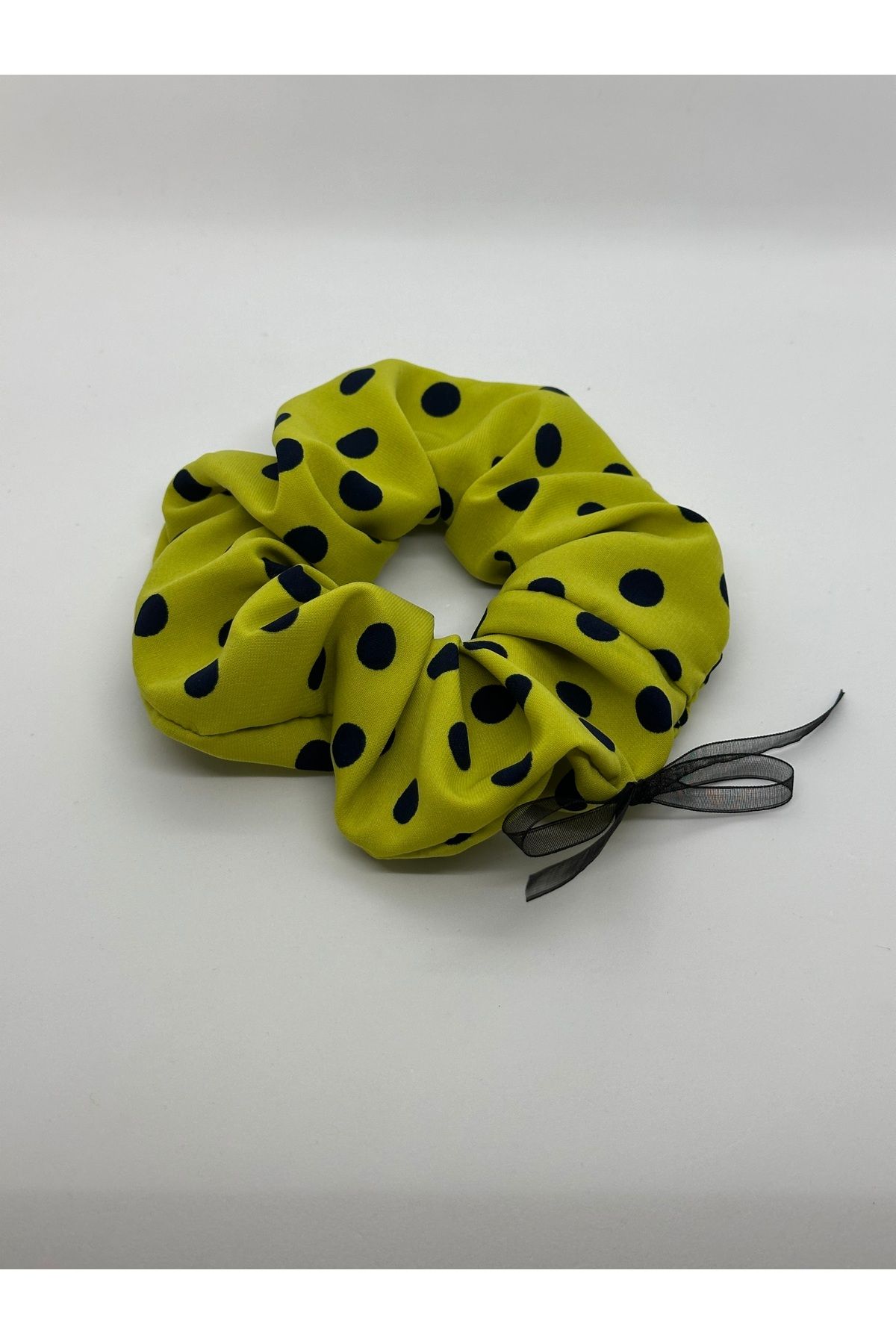 Creative Box Limon yeşili ve siyah puantiyeli lastikli toka