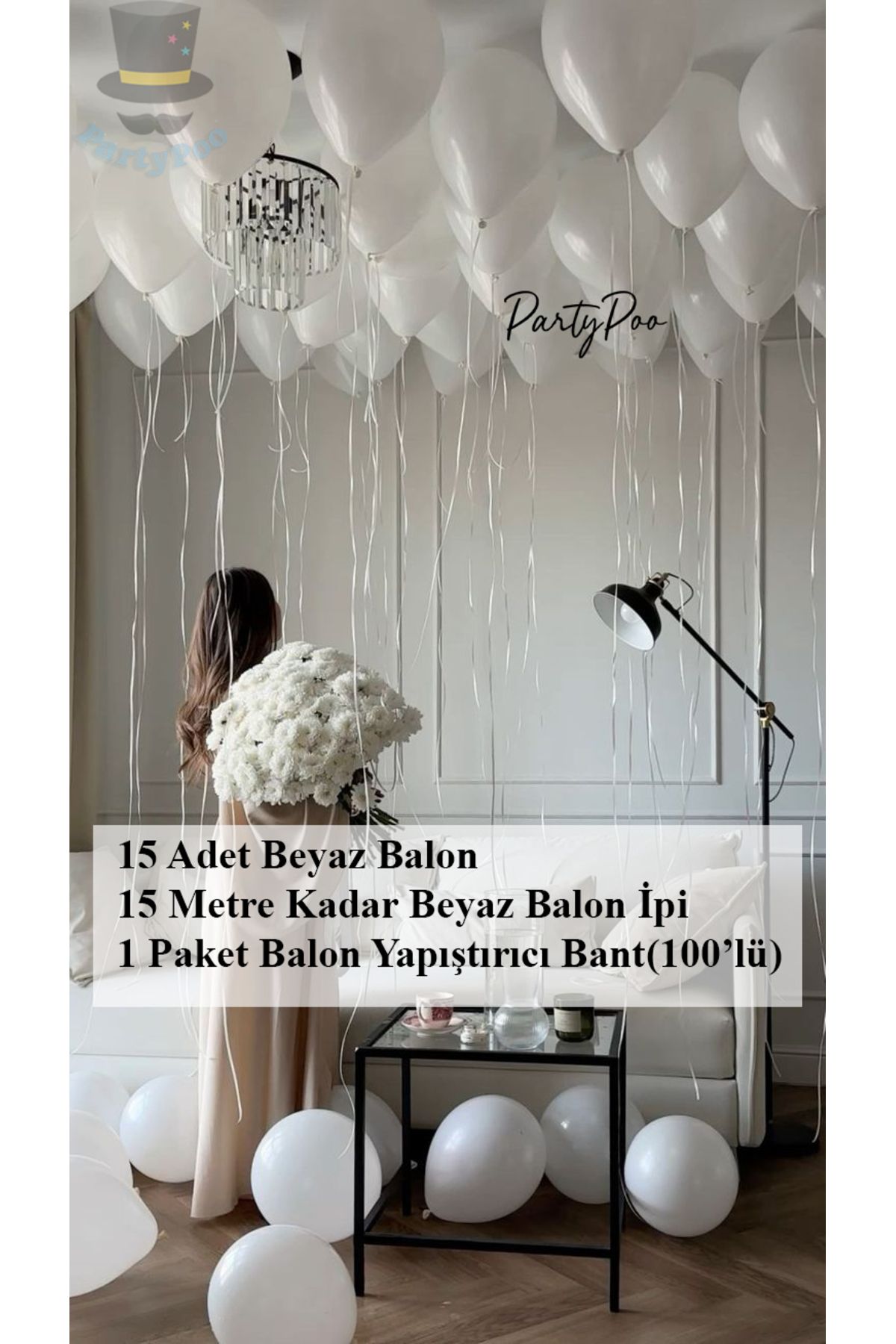 PartyPoo Bride to Be 15 Adet Beyaz Balon Seti – Bekarlığa Veda ve Özel Gün Parti Süsleme