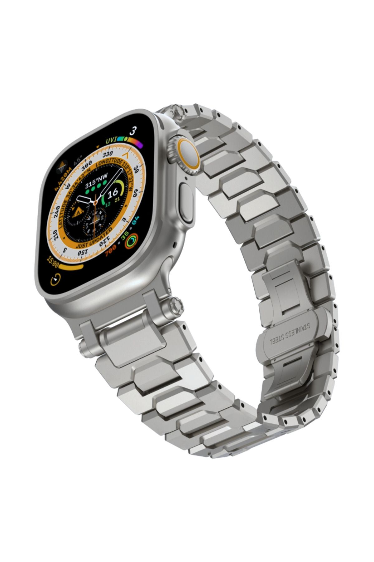 PSGT Apple Watch Uyumlu 42-44-45-46-49 mm Seri 1/2/3/4/5/6/se/7/8/10 ultra Çelik PremiumFit Loop Kordon