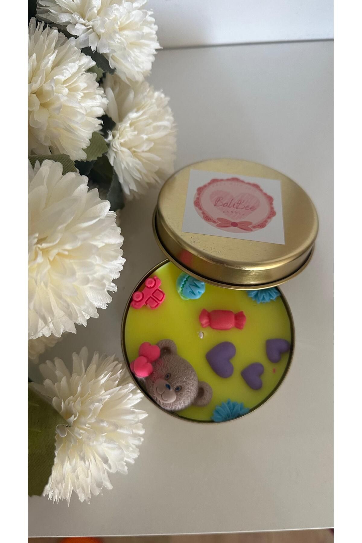 BalibeeCandle Metal kutuda sevimli ayıcık ve objeler hediyelik mum