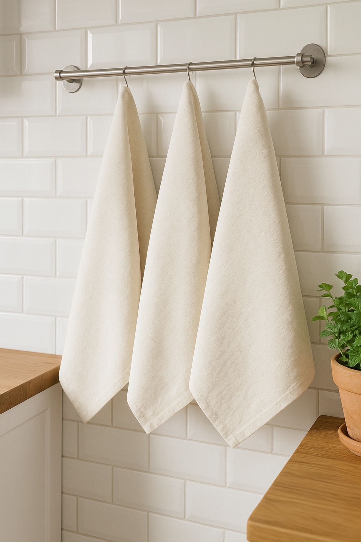 Misue Handmade %100 Pamuk 3lü Kurulama Bezi, 45x65 cm Beslenme Örtüsü, Alman Peçetesi, Servis Altlığı, Elbezi