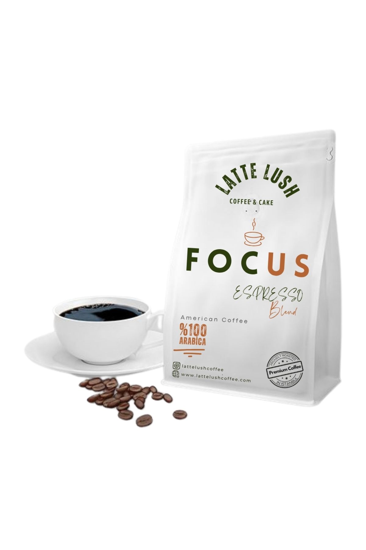 LATTE LUSH COFFEE CAKE Espresso Kahve Us Focus Special Blend Çekirdek (100GR)