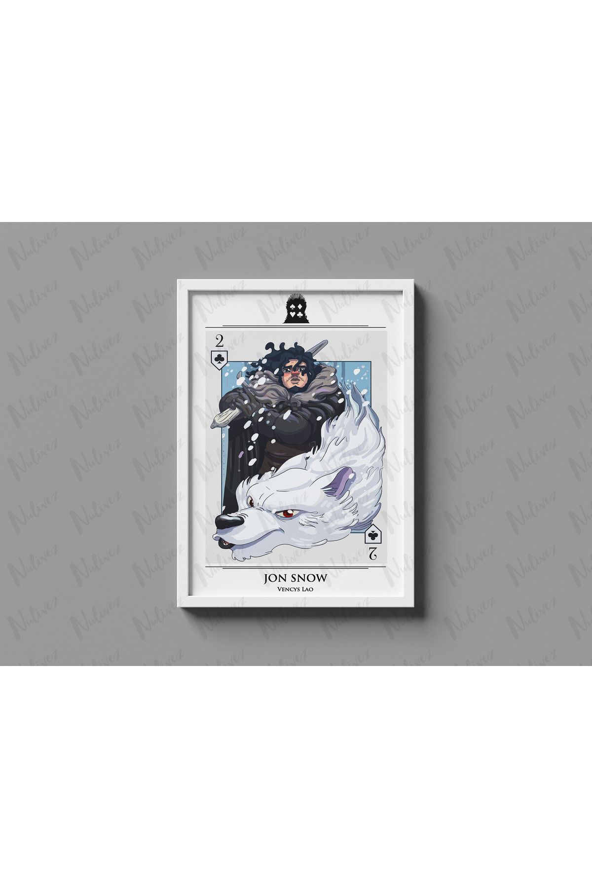 Nulivez Çerçeveli Game of Thrones Jon Snow Tasarımlı Dekoratif Tablo, 300 Micron Antireflecte Korumalı Tablo