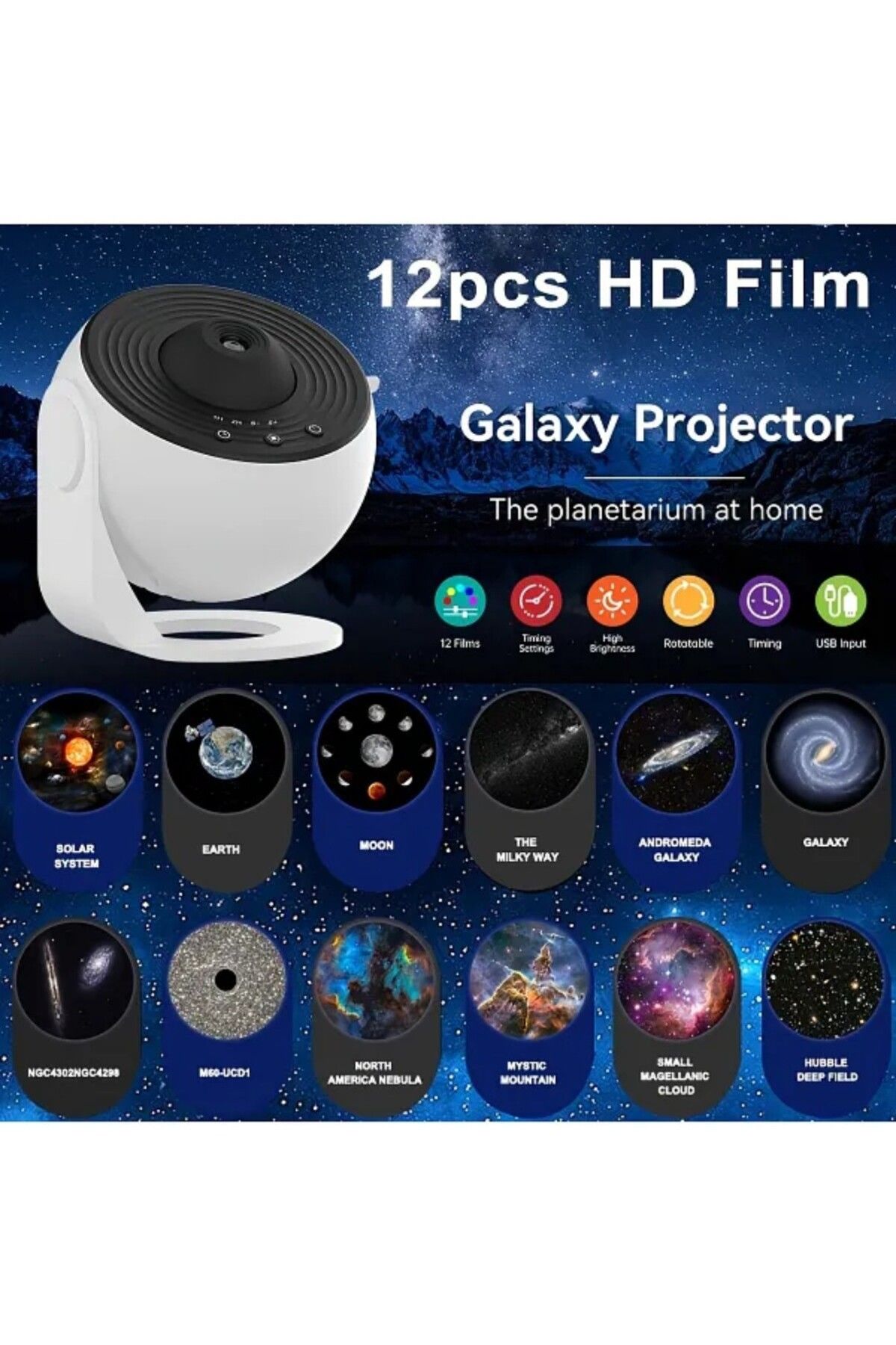 ar&be Galaxy Projektör Gece Lambası, Yıldızlı Projektör, Gökyüzü Gece Lambası