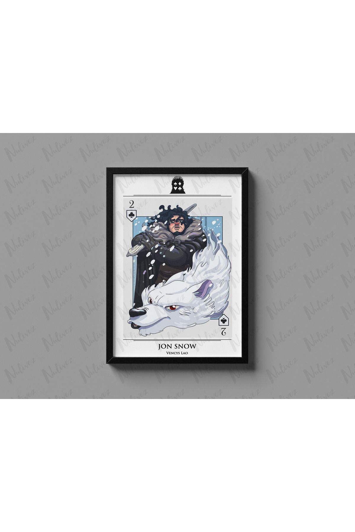 Nulivez Çerçeveli Game of Thrones Jon Snow Tasarımlı Dekoratif Tablo, 300 Micron Antireflecte Korumalı Tablo