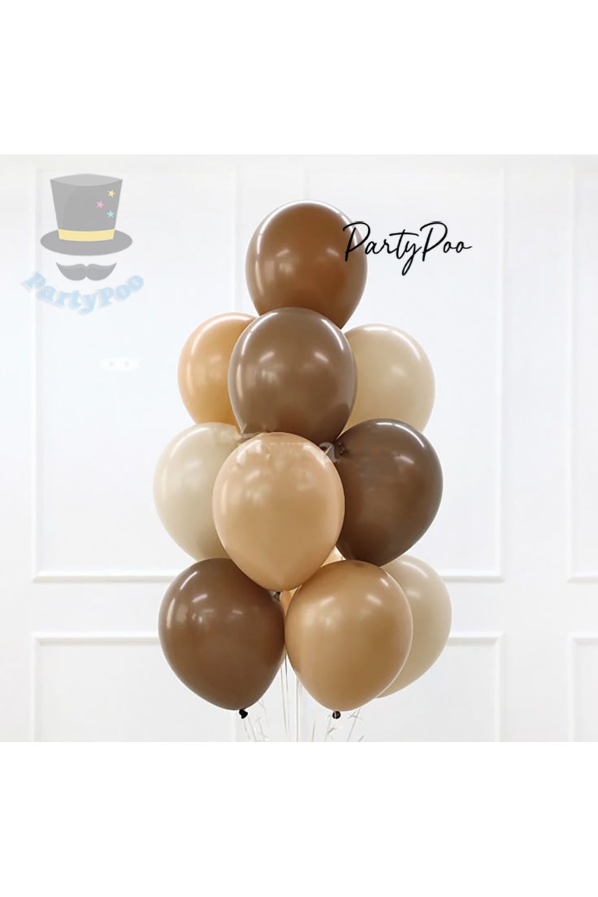 PartyPoo 3 Karamel 3 Deniz Kumu 4 Çikolata Pastel Balon Seti – Doğum Günü, Parti ve Dekor Süsleri
